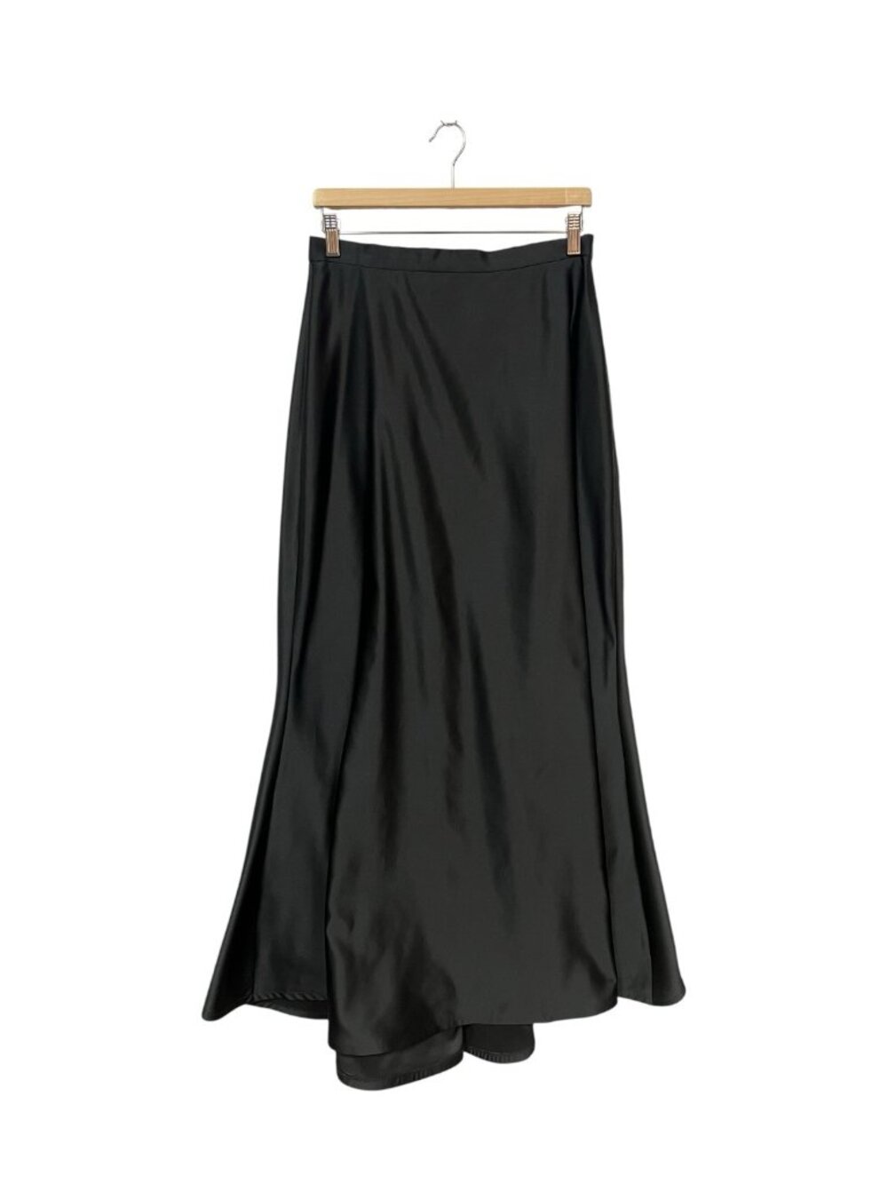 TADASHI Shoji Maxi Skirt Womens 14 Black Satin Formal Long Back Zip